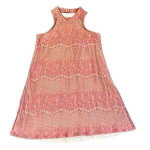 Dina Be Pink Rose Lace Halter MIDI Dress Small